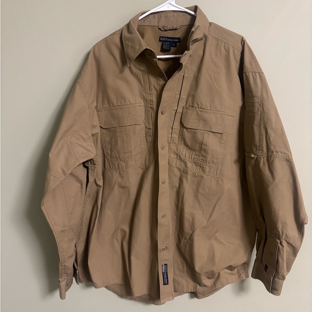 5.11 Tactical Shirt Mens Size XL Tan Conceal Carry Pocket Vented Outdoors Fish